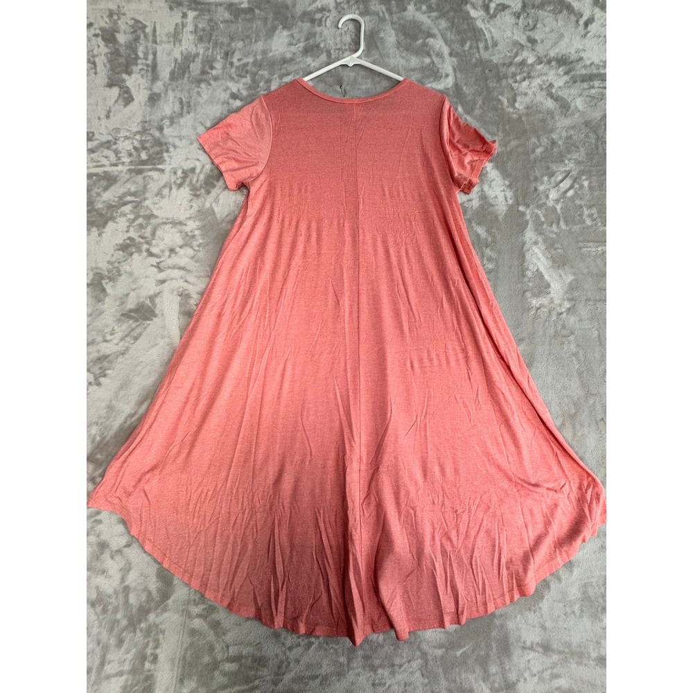 LuLaRoe‎ Women's Small Pink Heather Ruffle Hem Pocket Short Sleeve Dress - Picture 7 of 8